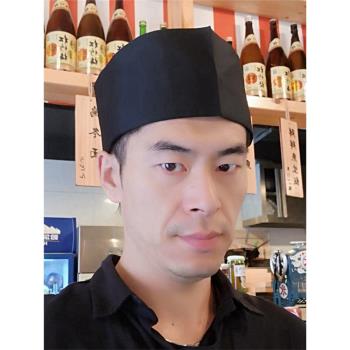日式壽司帽廚師帽料理餐廳包頭帽男女服務員廚師工作帽子純色布帽