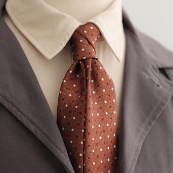 法式輕奢圓點墨綠桔色商務領帶