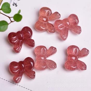 DIY草莓晶廠家直銷雕刻件蝴蝶結