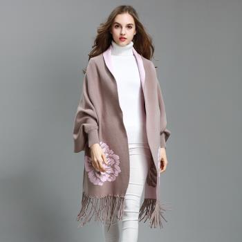 女秋冬季羊毛披肩加厚百搭圍巾