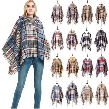 cape bristle pullover plaid with cap cape shawl