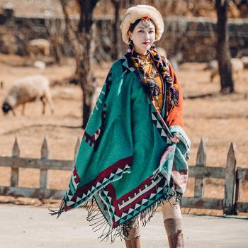 復古綠色西藏新疆云南旅拍圍巾