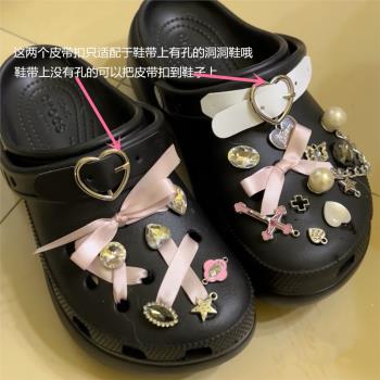 洞洞鞋配飾crocs鞋面裝飾卡通y2k甜酷辣妹風絲帶暗黑配飾鞋釦
