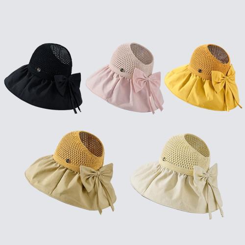 遮陽帽女2022夏季新款防曬帽可扎馬尾帽子時尚洋氣空頂黑膠漁夫帽