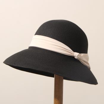 遮陽帽復古女夏季超細可折疊草帽