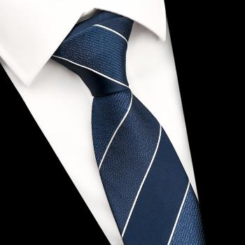 歐妖商務7cm上班深藍條紋領帶