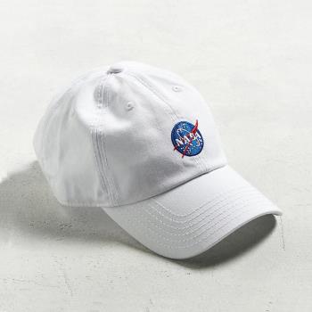 歐美NASA個性白色軟頂彎檐鴨舌帽