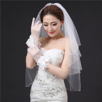 ST02婚紗手套白色包指花邊蕾絲