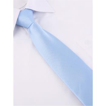 淺藍細紋8CM商務一拉得新郎領帶