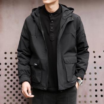 潮牌連帽夾克男士寬松休閑百搭日系潮春秋季韓版潮流日系工裝外套