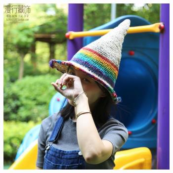 草帽出遊亞麻編織男個性巫師帽