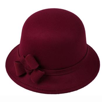 秋冬季女帽 圓頂禮帽毛呢女士盆帽時裝帽子圓帽冬季女帽時裝帽子