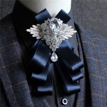 新品鉆石伴郎禮服韓式多層領結