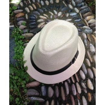 外貿尾單韓版時尚英倫草帽男女戶外遮陽帽沙灘帽爵士帽潮草編禮帽