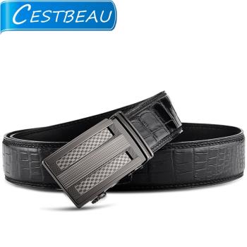 cestbeau 鱷魚皮皮帶男士3.5自動扣整條無拼接鱷魚肚皮腰帶真皮款