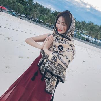 夏沙灘女民族風泰國旅游海邊披肩