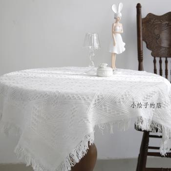 白色簡約針織花紋流蘇邊桌布背景布美食靜物拍照拍攝攝影擺拍布料
