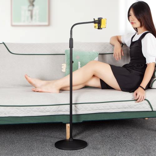 半軟管金屬圓盤底座落地式手機支架可調節升降伸縮俯拍懶人支撐架