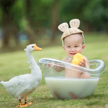 兒童影樓攝影拍照透明浴缸外景拍攝創意牛奶浴擺件寶寶道具裝飾盆