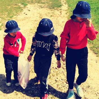 兒童親子款抽繩日系丹寧漁夫帽