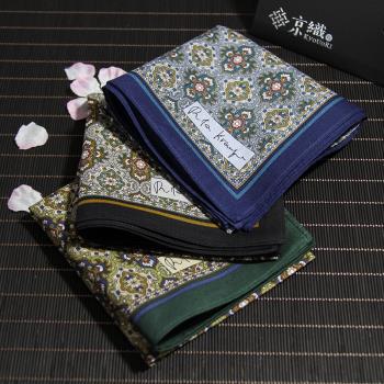 日本進口棉質復古圖案印花方巾