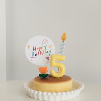 ins數字生日蠟燭寶寶周歲百天慶生派對聚會可愛彩色蛋糕裝飾套裝