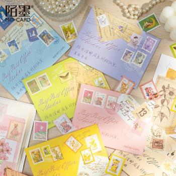 銅版紙裝飾郵票貼紙 創意學生文具手賬日記本裝飾小貼畫 46枚
