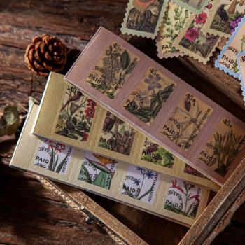 莫里斯的花園和紙植物郵票貼紙本 復古花卉花朵DIY日記裝飾小貼畫