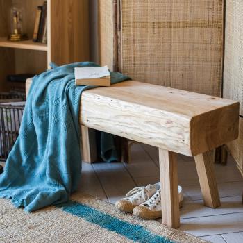 掬涵實木原木長凳板凳餐椅松木烏金木設計師家具原色北歐藝術
