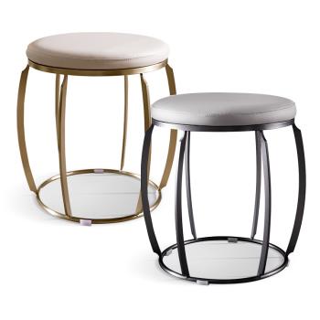 輕奢創意茶桌凳小凳子客人凳家用客廳不銹鋼梳妝凳現代簡約圓凳子