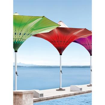 戶外遮陽傘庭院帶燈沙灘傘酒店游泳池太陽傘咖啡廳擺攤創意中柱傘