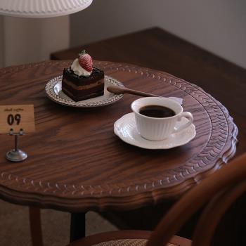梔幾|復古實木鐵藝咖啡桌海鷗蕾絲圓桌vintage法式甜品店餐桌椅