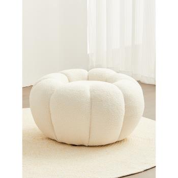 南瓜腳蹬羊羔絨白色沙發輕奢換鞋矮凳簡約現代臥室單人家用小凳子