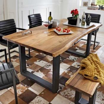 北歐餐桌椅組合實木桌簡約長方形復古咖啡廳長條原木家用大長桌子