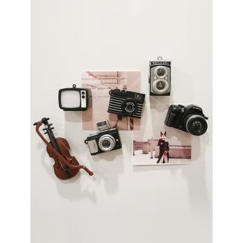復古相機冰箱貼磁貼3d立體個性創意懷舊小提琴磁吸入戶門裝飾磁鐵