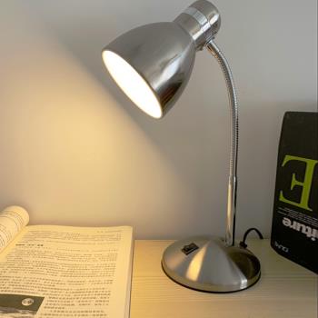 老式金屬LED書桌床頭燈辦公復古護眼臺燈E27螺口黃光可調光插電式