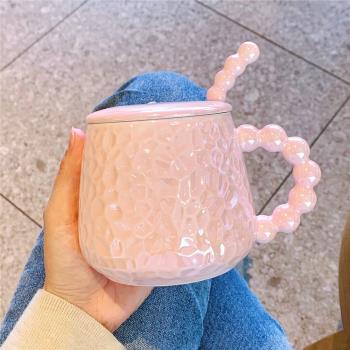 輕奢風杯子陶瓷帶蓋勺家用情侶馬克杯女生水杯設計感辦公室咖啡杯