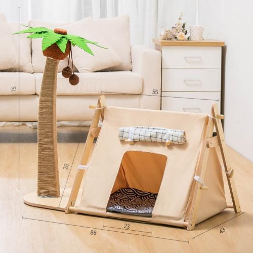 土豆日記椰子樹貓帳篷創意小貓窩夏季貓咪別墅狗窩貓床狗屋貓帳篷