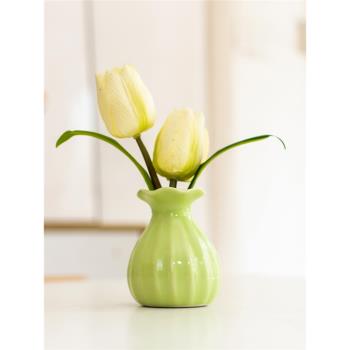 ins陶瓷水培迷你花瓶 純色全新居家桌面簡約裝飾插干花假花小擺件