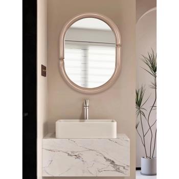 法式創意浴室鏡輕奢奶油風網紅化妝鏡子簡約家用掛墻式藝術裝飾鏡