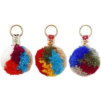 多彩毛球鑰匙扣包包掛件手工制作波西米亞毛線圓球鑰匙圈飾品掛飾