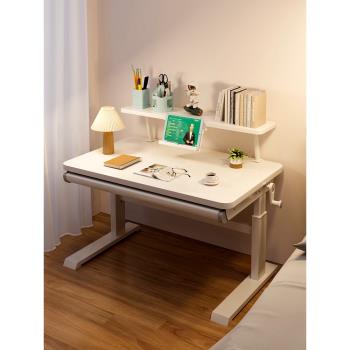 實木桌子可升降書桌家用簡易電腦桌學生學習寫字桌臥室小型辦公桌