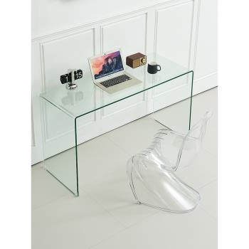 簡易玻璃電腦桌臺式家用組合書桌簡約筆記本現代桌子寫字臺辦公桌