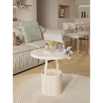 奶油風沙發邊幾簡易迷你小茶幾簡約角幾創意輕奢圓桌臥室床邊桌