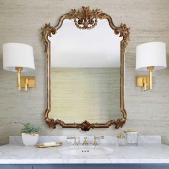 法式復古雕花桌面化妝鏡家用壁爐裝飾鏡歐式洗手間壁掛浴室鏡子