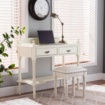 美式書桌歐式實木電腦桌白色梳妝臺學習桌網紅辦公桌簡約學生桌子