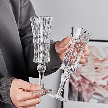 小眾ins法式浮雕高腳杯復古香檳杯高顏值家用女紅酒杯玻璃水杯子