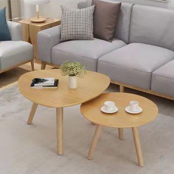 創意北歐實木小茶幾窗臺小型咖啡桌家用客廳極簡茶臺圓形迷你邊幾
