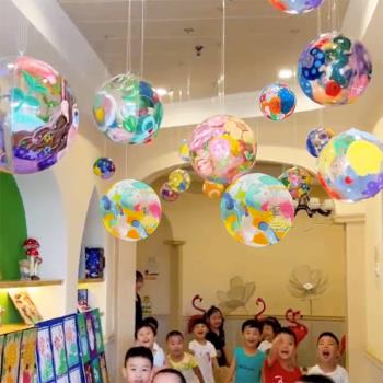 幼兒園透明水晶球兒童繪畫美術美工區角環創空中掛飾吊飾裝飾材料