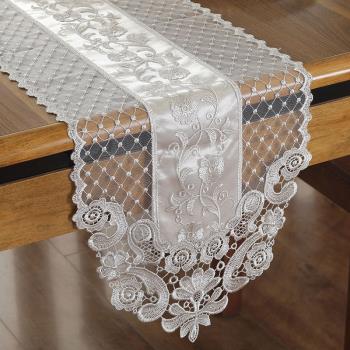 蕾絲桌旗韓式公主餐桌旗歐式白色簡約茶幾旗法式花邊電視柜桌布
